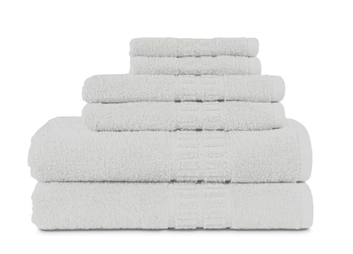 MyPillow MyTowels 6 Piece Towel Set - 100% Cotton Soft Absorbent Towels for Bathroom 2 Bath Towels 2 Hand Towels 2 Washcloths [MyTowels 6-Piece Set White]
