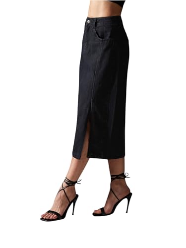 Image of Miss Chase Women's Straight High Rise Mini Denim Skirt