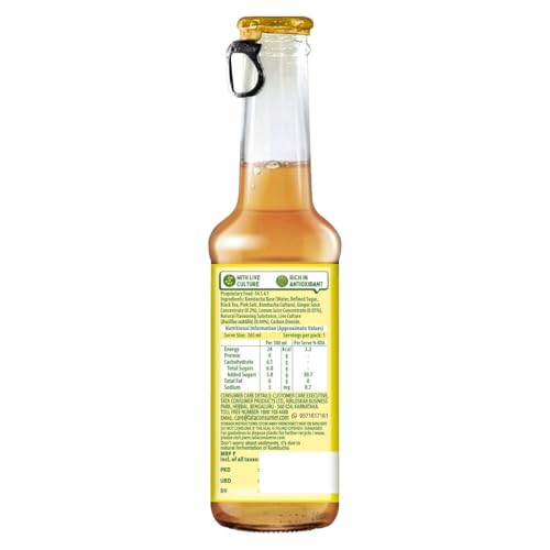 Image of Tetley Kombucha Ginger Lemon, Fermented Tea, With Live Culture, Rich in Antioxidants, 265ml