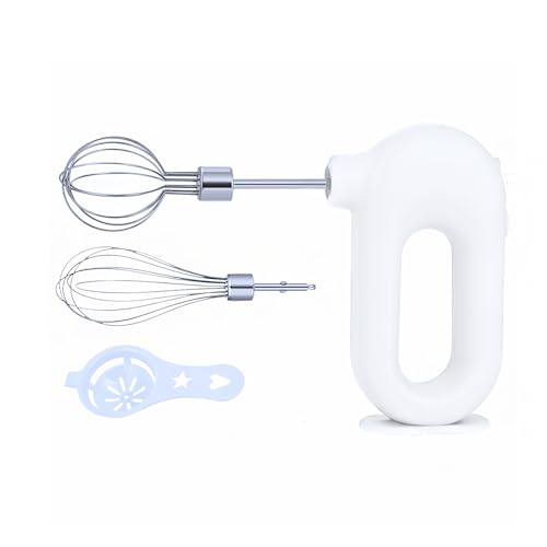 Wynboop MINI Household Cordless Electric Hand Mixer,USB Rechargable Handheld Egg Beater with 2 Detachable Stir Whisks 4 Speed Modes,Baking At Home For Kitchen,Lightweight Portable(White)
