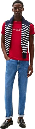 Tommy Hilfiger Herren T-Shirt Kurzarm Slim Fit, Rot (Medium Red), S – Ansicht 6