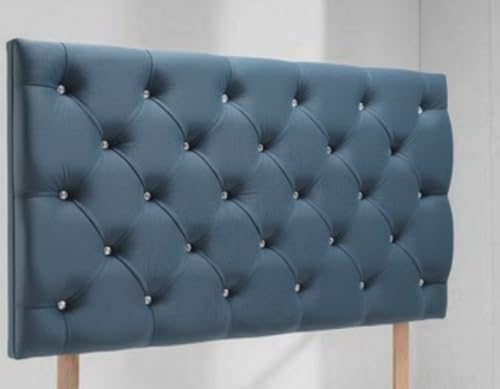mm08enn Luxury Chesterfield diamante headboard in soft plush fabric in 30" Height (Steel, 3ft single)