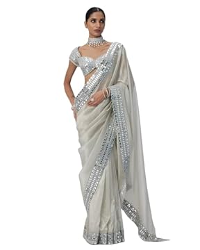 organza sarees with embroidery