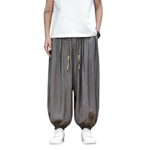 Pantalon de jogging léger homme soie glacée style chinois respirant été ample