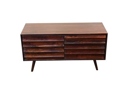 Wood world furniture Wooden TV Unit Cabinet with 2 Drawer and 1 Storage Shelf for Home, Tv Unit for Living Room with Drawer Mango Wood