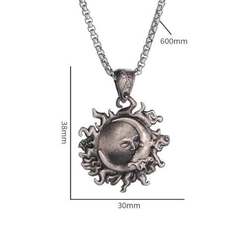 Collier lune et soleil rétro pour couples en quête d'accessoires mode - 5