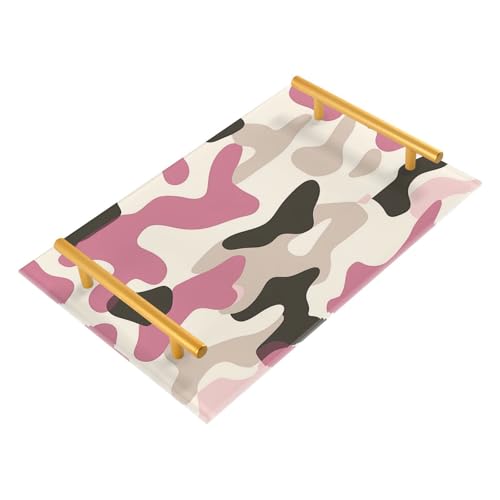 Plateaux décoratifs avec poignées et poignées - Motif camouflage taupe - Plateau de service à thé pour bijoux, parfum - Pour servir des boissons