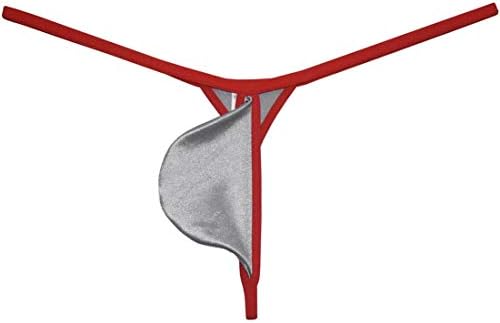 OROCOJUCO Men Shiny String Thong Pouch T-Back Satin Micro Bikini Border Underwear Jockstrap