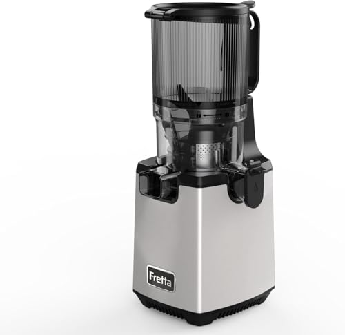 Fretta Trituradora de Jugos Lento, Cinta de Alimentación de 140MM, Fácil Limpieza, Máquina de Jugos de Prensado Frío, Tritan y Acero Inoxidable, 250W, Alta Producción de Jugos