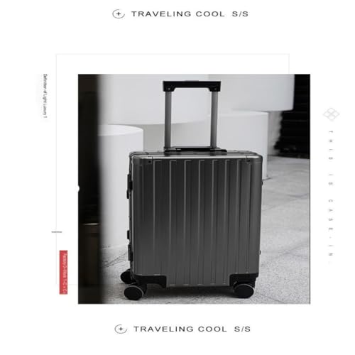 Suitcase Magnesium Aluminum Alloy Trolley Suitcase For Men And Women With Universal Wheels, Business Boarding Suitcase Suitcase Tags(Black)4