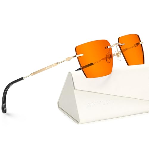 Image of ANYLUV Rimless Blue Light Glasses for Women /Men, Fashion Lightweight Blue Light Blocking Glasses with Stylish Metal Temples
