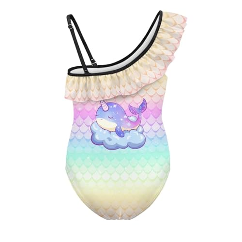 Image of Girls Swimsuit One Piece Ruffle Swimsuit Non-Slip Straps UPF 50+ for Girls Size 3-14 Years