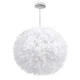 Juesi Feather lamp, Fluffy Plume Light for Ceiling Pendant Light, Nordic-Style Feather Chandelier...