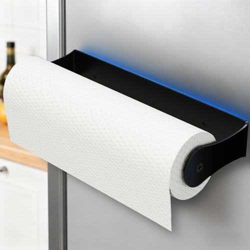 Image of PAROTO Magnetic Paper Towel Holder for Fridge, Black Paper Towel Holder for Kitchen, Strong Magnet for Refrigerator, RV, Garage, BBQ, No Drilling, Kitchen & Bathroom Organizers and Storage