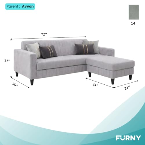 Image of Avrel 3 Seater Velvet Fabric Sofa Set with 1 Ottoman (Light Gray) | Soft Touch Fabric | Plush Cushions | Comfortable Living Room Seating | Stylish Living Room Sofa