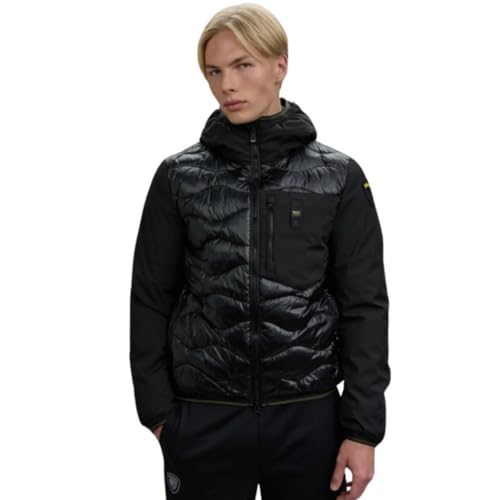 PIUMIO Blauer NERO da uomo Blauer Piumino Uomo Monocromatico in Nylon e Neoprene nero Tg M