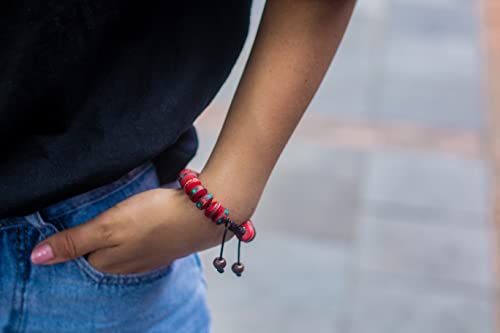 Red Tibetan Mala Embedded Medicine Wrist Mala for Meditation Handmade Draw String Silk Pouch Natural Himalaya Yak Bone Prayer Beads Yoga Healing for Meditation3