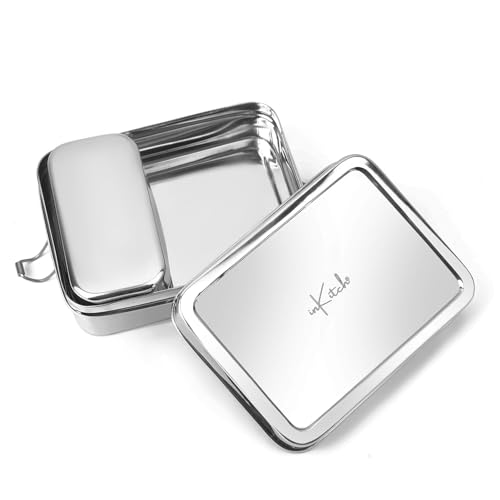 Image of Steel Tiffin Box for Office | 650ML Premium Stainless Steel Square Lunch Box | Leak-Proof Stainless Steel Lunch Box & Office | Durable Rectangle Steel Box with Inner Container & Lock Clip