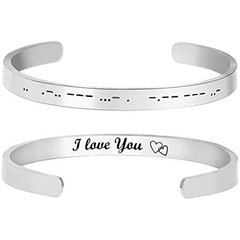 Gleamart I Love You Morse Code Bracelet Secret Message Cuff Bracelet Gift Cover