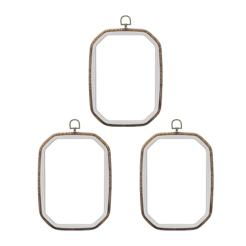 Image of PATIKIL 10x7.1inch Embroidery Hoops, 3Pieces Imitated Wood Octagonal Frame Cross Stitch Hoop Ring for Embroidery Art Craft Sewing Ornaments Hanging Decoration