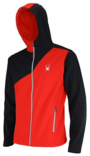 Spyder Men's Hydroweb Hooded Athletic Softshell Jacket, Racing Red, Large