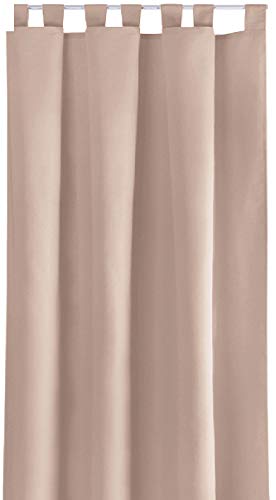 Cortina Ellen, banda universal, trabillas, corredera, tela, sandgrau - beigegrau, Schlaufenschal 140x175cm