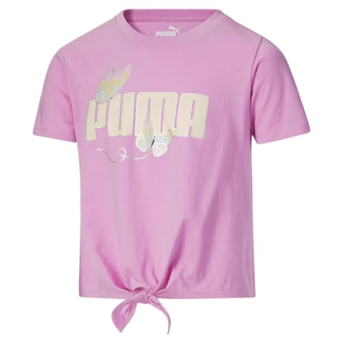 PUMA Kids Girls Butterfly Pack Knotted Graphic Crew Neck Short Sleeve Casual Tops Casual - Pink