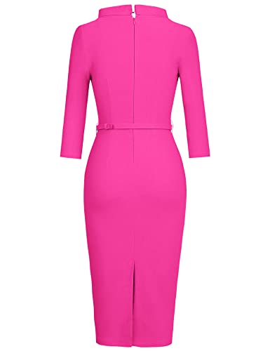 Image of MUXXN Women's 1950s Vintage 3 /4 Sleeve Elegant Collar Cocktail Evening Dress