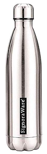 Signoraware Aace Single Walled Stainless Steel Fridge Water Bottle, 1 L, Multicolour