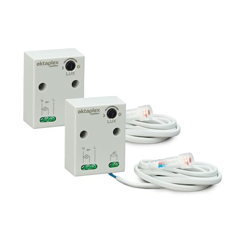 Oktaplex 2 Piezas Rosa Interruptor crepuscular empotrable Exterior Sensor crepuscular Externo IP65 230V Blanco