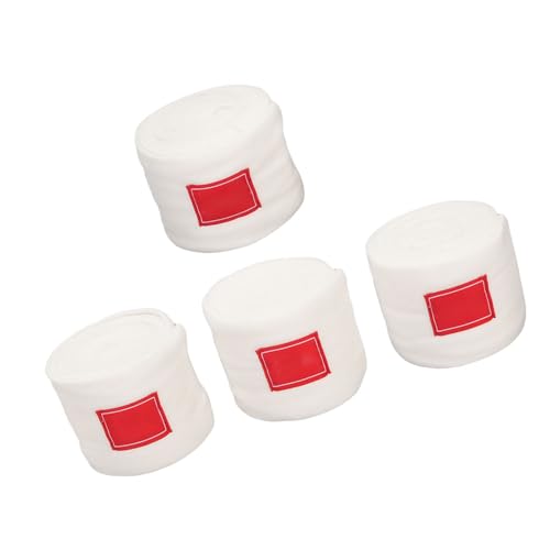 Eminchu Vendas de Forro para Caballos, Envolturas para Piernas Ecuestres con Cierre Ajustable, Forro Suave de 9,8 Pies para Entrenamiento y Competición de Caballos, 4 Uds. (White)