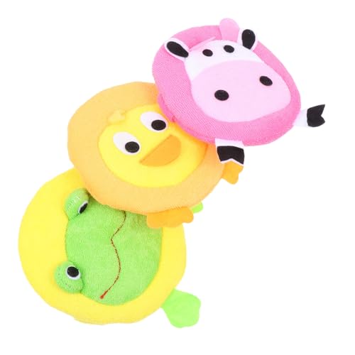 HONITANO 3 piezas Esponjas de Baño Infantiles Formas de Animales Vaca Pato Rana Suaves y Duraderas para Bebés Esponja de Ducha para Limpieza y Masaje de Piel Delicada