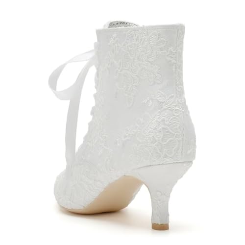 Low Heel Wedding Boots for Bride Lace Bridal Ankle Boots Wedding Shoes Bride Heels4