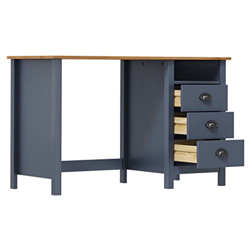 Bureau de jeu d'angle gris Hill avec rangement 3 tiroirs bois - 5