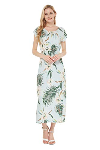 Image of Wispy Cereus Light Blue Family Matching Hawaiian Clothes | Family Matching Outfits • Soft Rayon Fabric • Tropical Floral Print • Vacation Ready • Luau Party Wear
