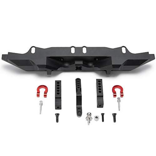 RCLions Metal Rear Bumper with 2 Shackles/Trailer Hitch for Traxxas TRX4,SCX10-ii,SCX10 1/10th RC Crawler Car