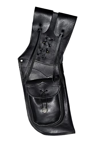 UNIVERSE ARCHERY Arrow Quiver | Genuine Leather Arrow Holder | Traditional H-Grade Handmade Quiver for Hunting & Archery Sports | Lightweight & Comfortable | Plain Black (39cm/15.50 Inches)