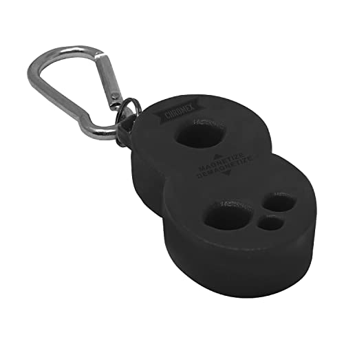 Magnetizer Demagnetizer Tool for Screwdrivers and Bits with Carabiner Hook for Keychains or Belt Loops (Black)