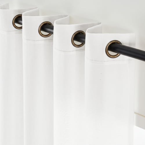 Image of jinchan Linen Curtains 90 Inch Light Filtering Grommet 2 Panels White