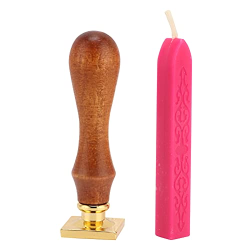 Baxnore ワックス シール スタンプ キット エレガントな木製シーリングスタンプ クリアパターン付き 結婚式招待状 ギフトラッピング マホガニーハンドル ファイヤーラッカーワックス DIY クラフトプロジェクト (ローズレッド)