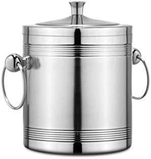 TEMKIN Cubo de Hielo de Acero Inoxidable con Pinzas, Tapa Resistente al Enfriador de Vino de Doble Pared aislada, asa de Transporte para Bar de Barbacoa de Fiesta TEMKIN Cubo de Hielo de Acero Inoxidable con Pinzas, Tapa Resistente al Enfriador de Vino de Doble Pared aislada, asa de Transporte para Bar de Barbacoa de Fiesta