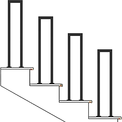 Rampe d'escalier intérieure et extérieure antidérapante en fer forgé noir