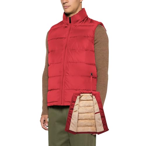 Men's Outerwear Puffer Vest Winter Fleece Lined Sleeveless Stand Collar Sherpa Windproof Waterproof Jacket Coat