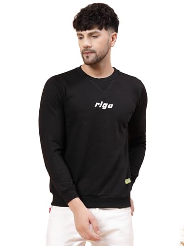 Image of Rigo Fleece Printed Round Neck Sweatshirt for Men | Full Sleeves Sweatshirt for Men | Casual Wear & Stylish Sweatshirts for Men