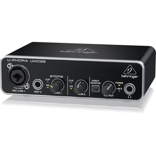 Behringer UMC22 2x2 USB Audio Interface, 48 kHz, with MIDAS-Designed Mic Preamplifier for Microphones and Instruments - imagen 5