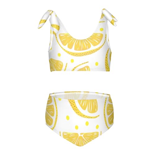 Girls' Bikini Set, with Lemon and Polkadot Kids Swimsuit 2 Pcs Beach Bathing Suit
