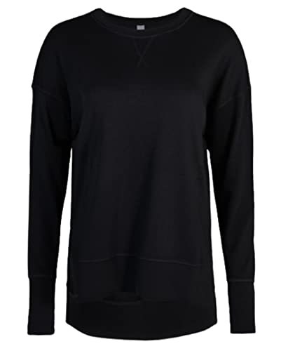Sweaty Betty Women's After Class Longline Crewneck With Side Slit Sweatshirt, Black, Large