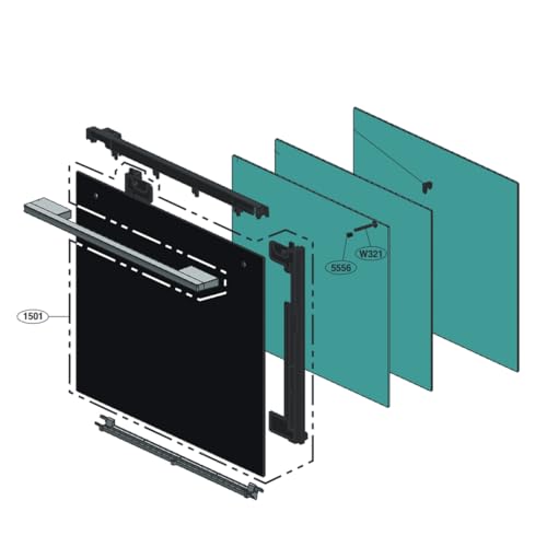 Vitre extérieure de porte (repère 1501) Four, cuisinière AJX75334201 LG Four, cuisinière...