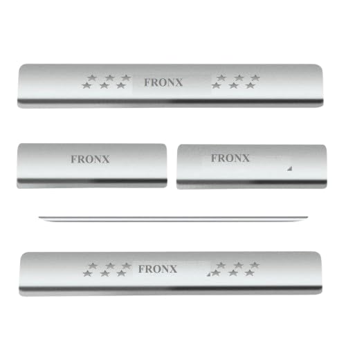 Image of AC Door Sill /Foot Step Stainless Steel Scuff Plate Plates Compatible with Maruti Suzuki Fronx (Set of 4 Pcs)