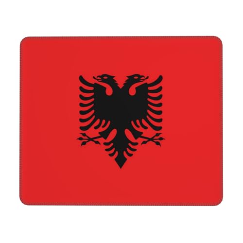 PAYDYLONA Tapis de souris imprimé drapeau albanais - Tapis de souris de jeu imperméable avec base en caoutchouc antidérapant pour bureau, maison et ordinateur portable - 10 x 30,5 cm